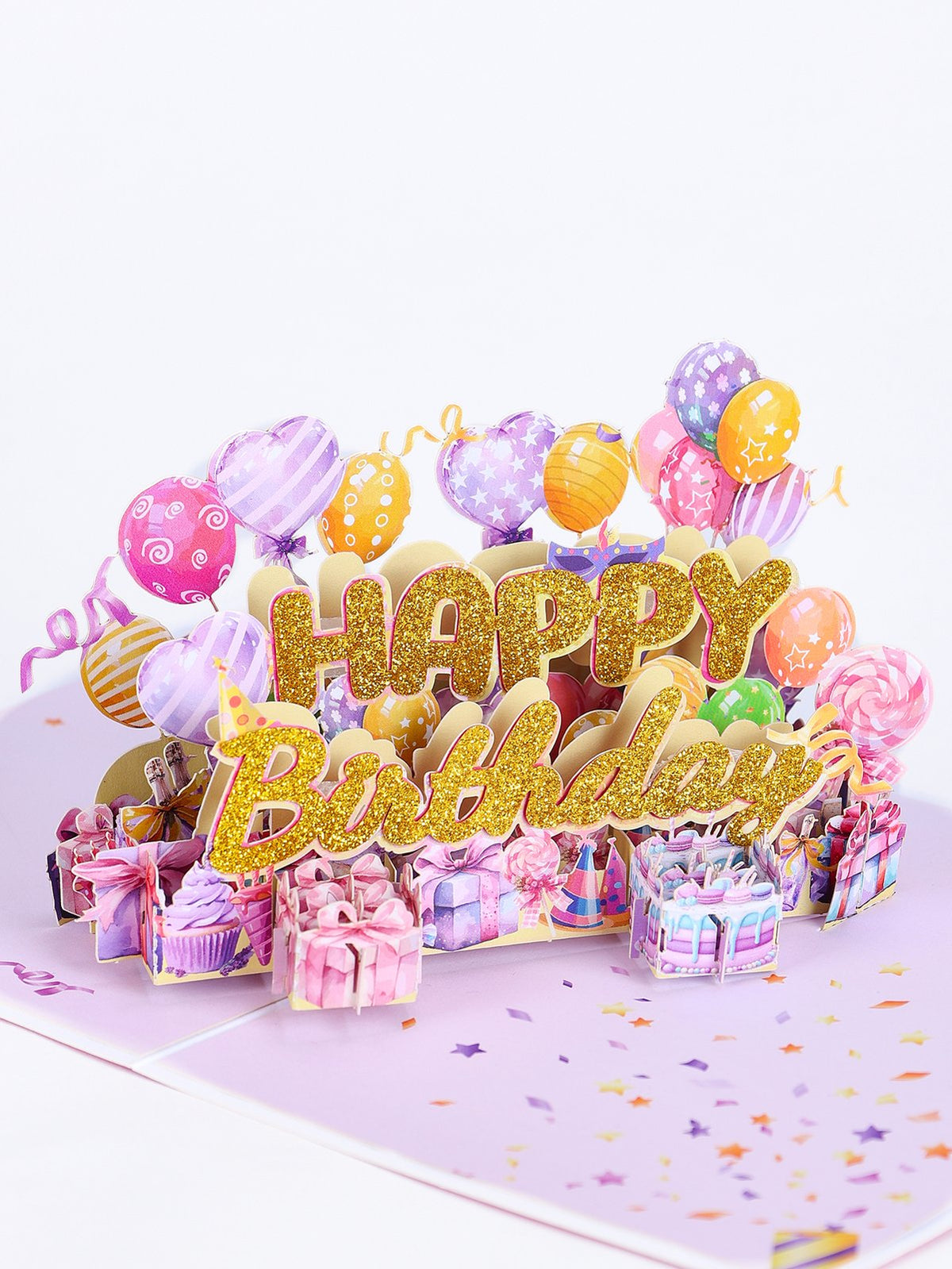 Gold Glitter Happy Birthday 3D Pop Up Card