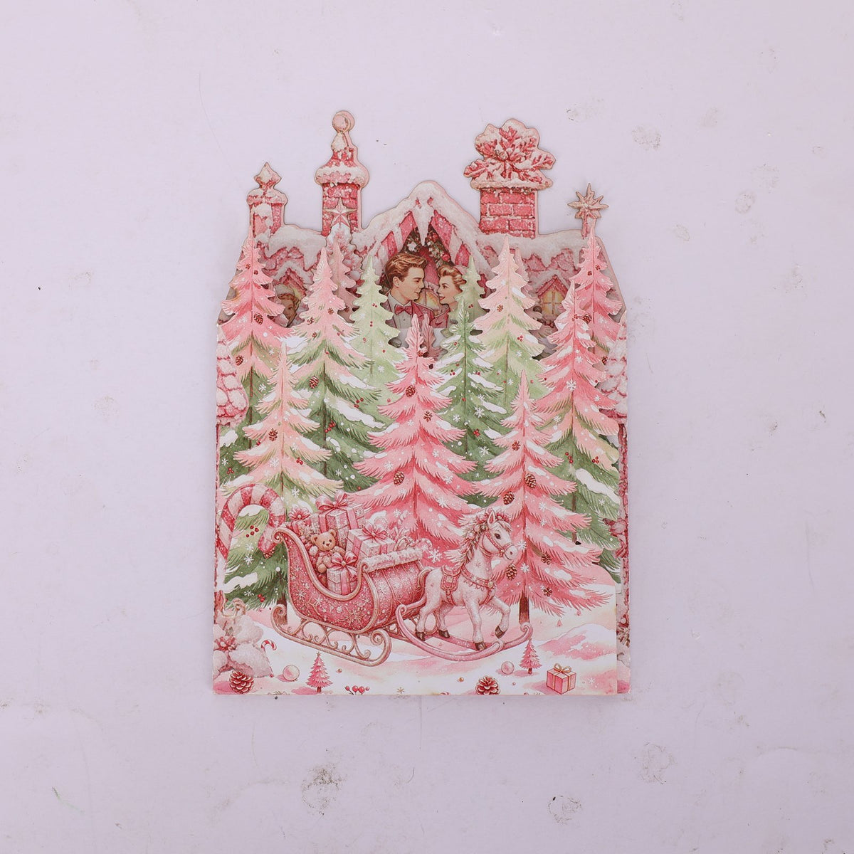 Pink Christmas Double Door Pop Up Card