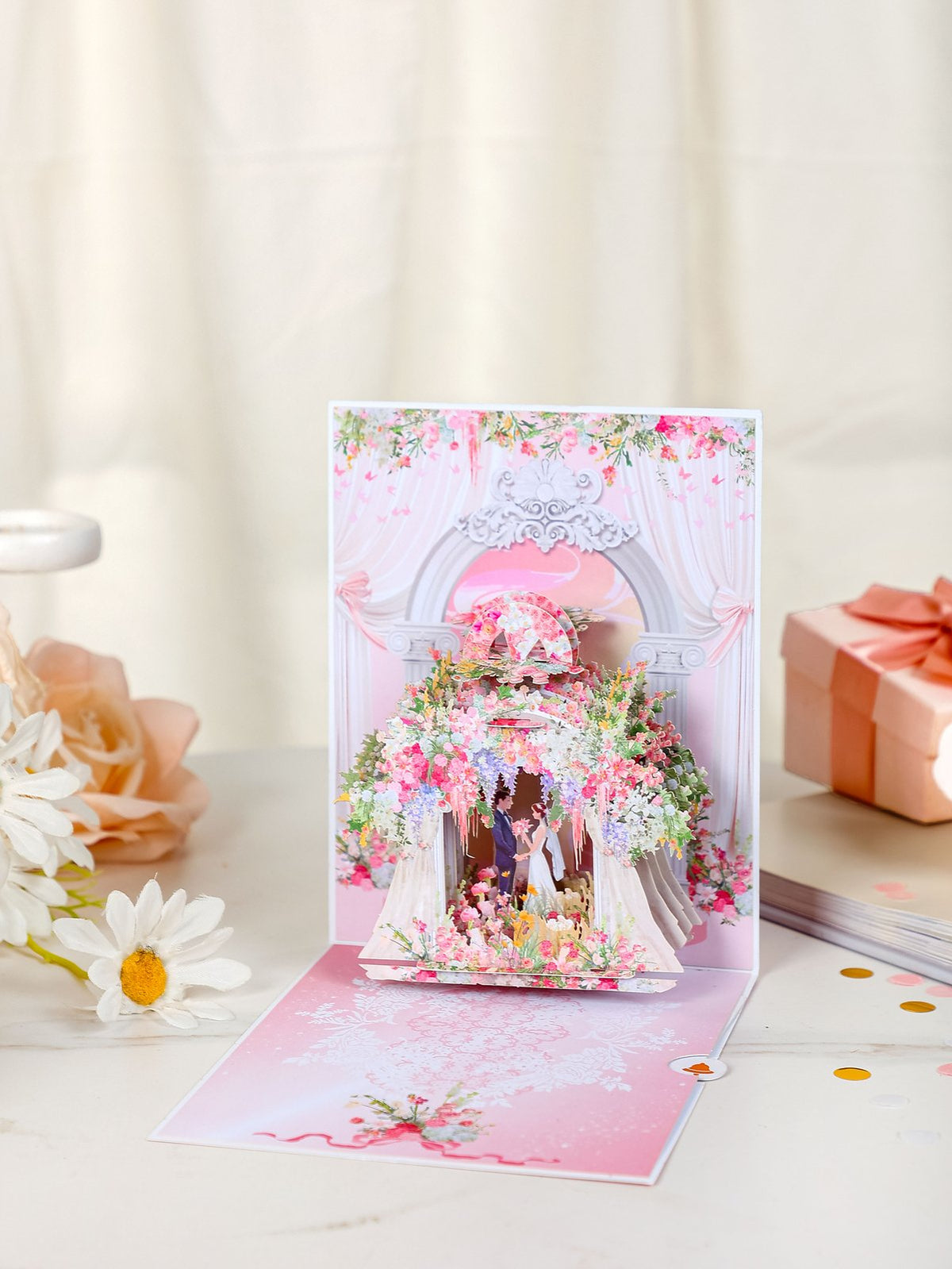 Pink Wedding Arch 3D Pop Up Card