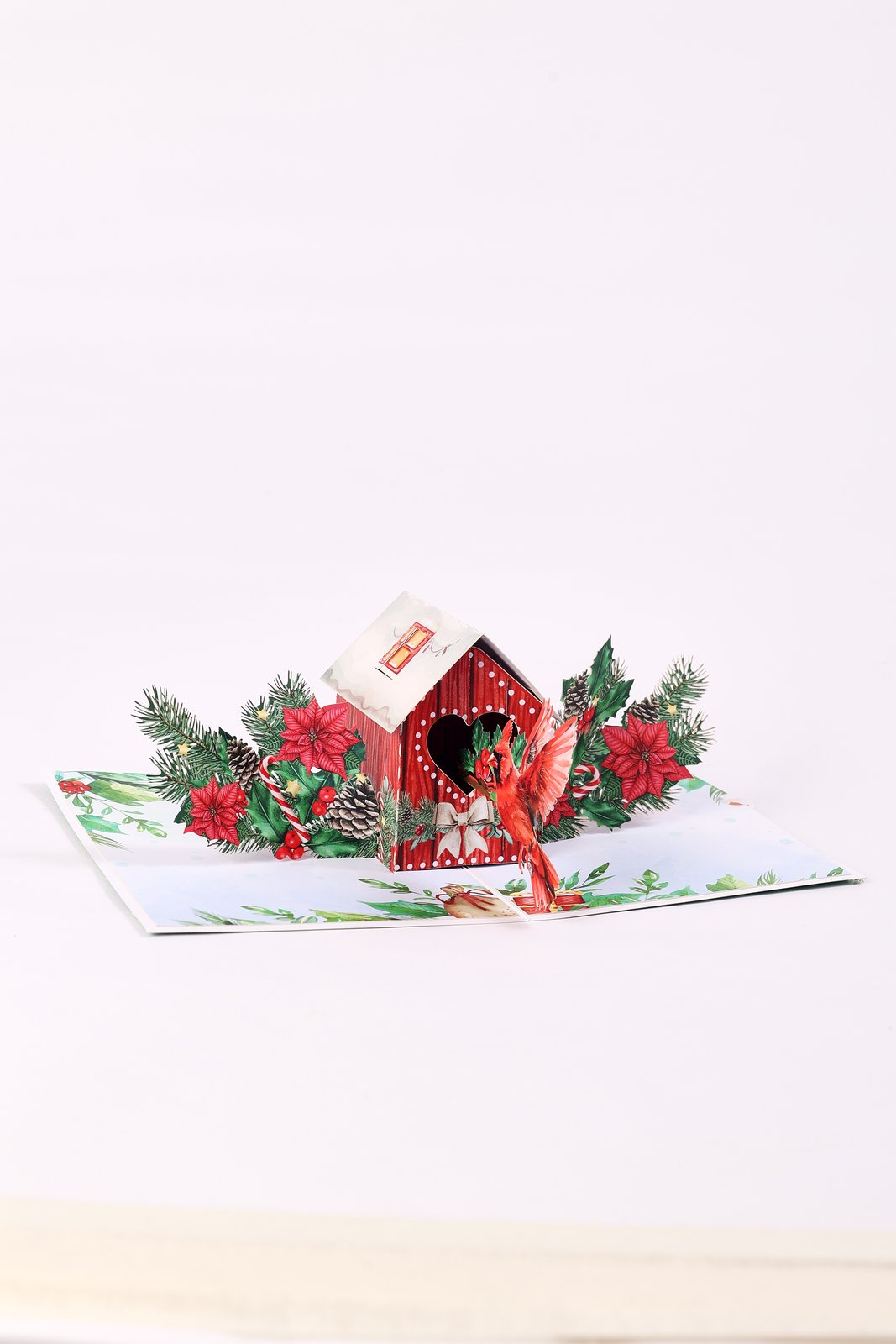 North American Peacock Bird House Christmas Greeting Card