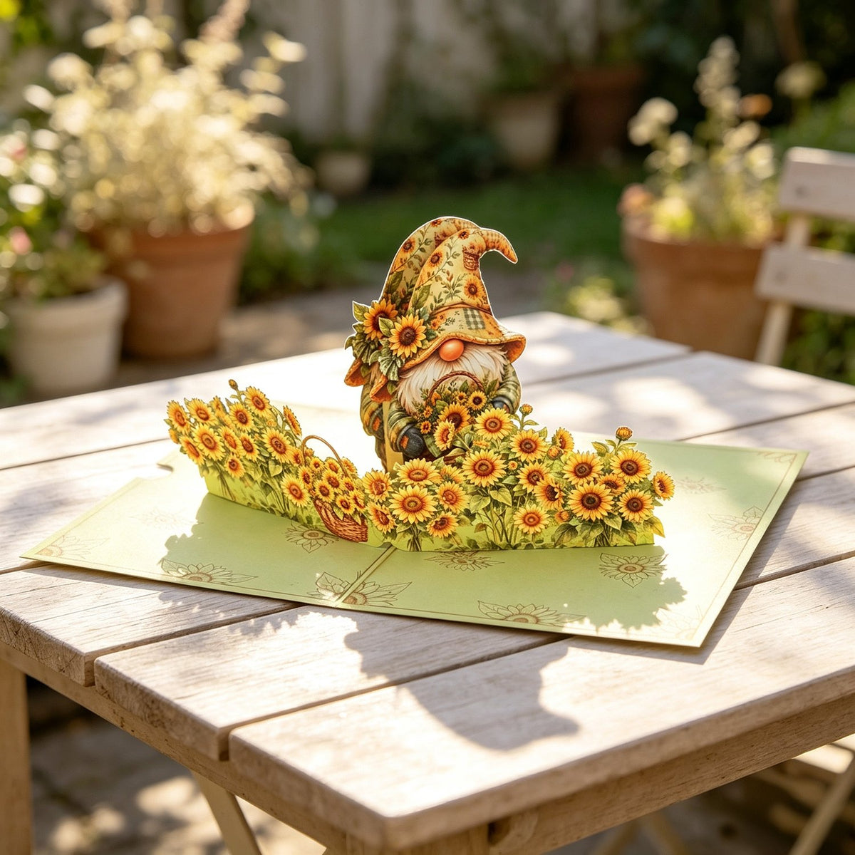 Sunflower Gnome Greeting Card