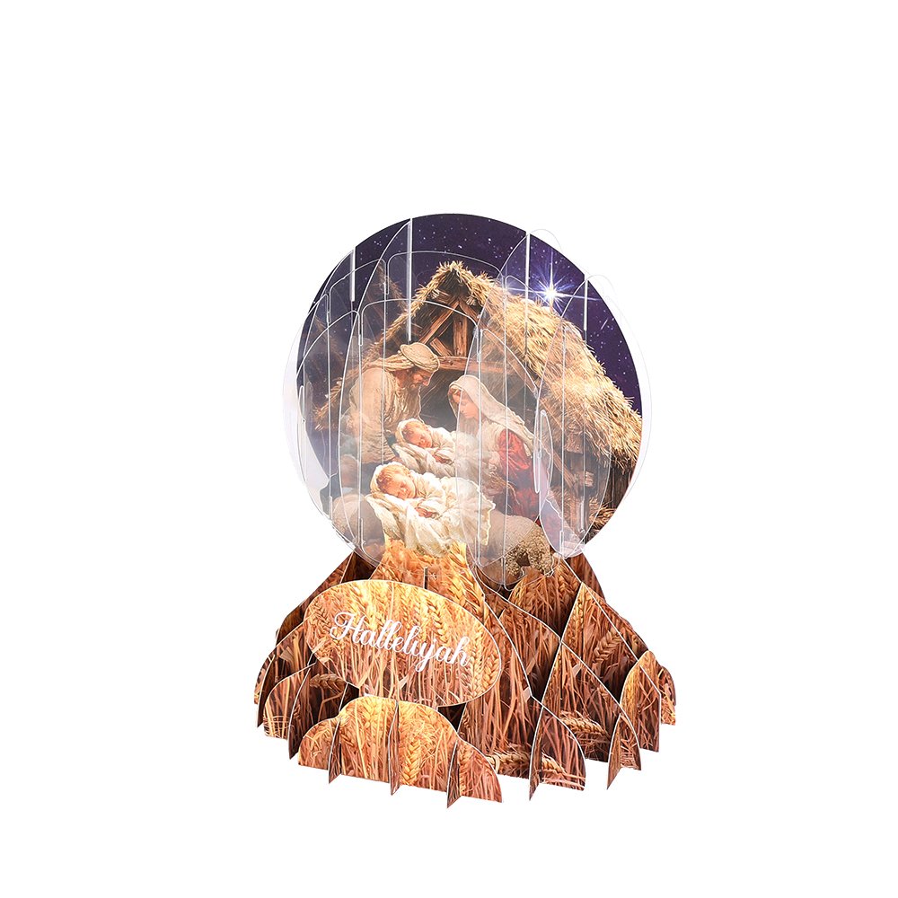 Christmas Nativity Manger Crystal Ball Card