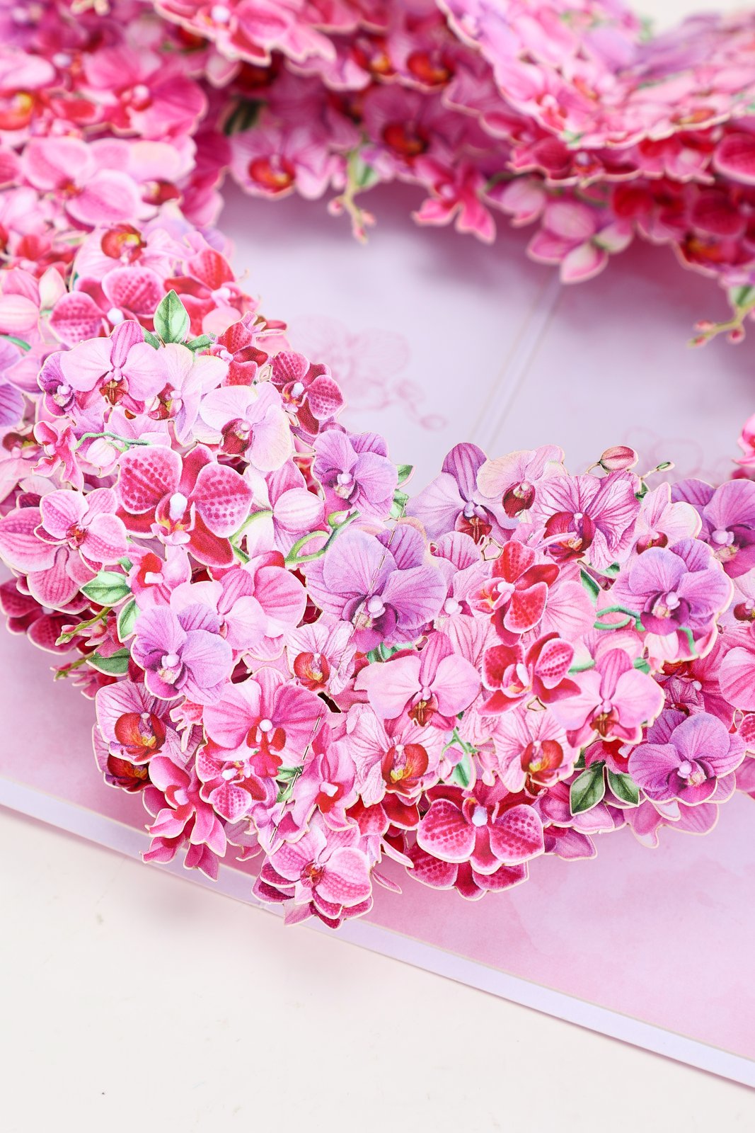 Pink Orchid Heart Pop Up Card