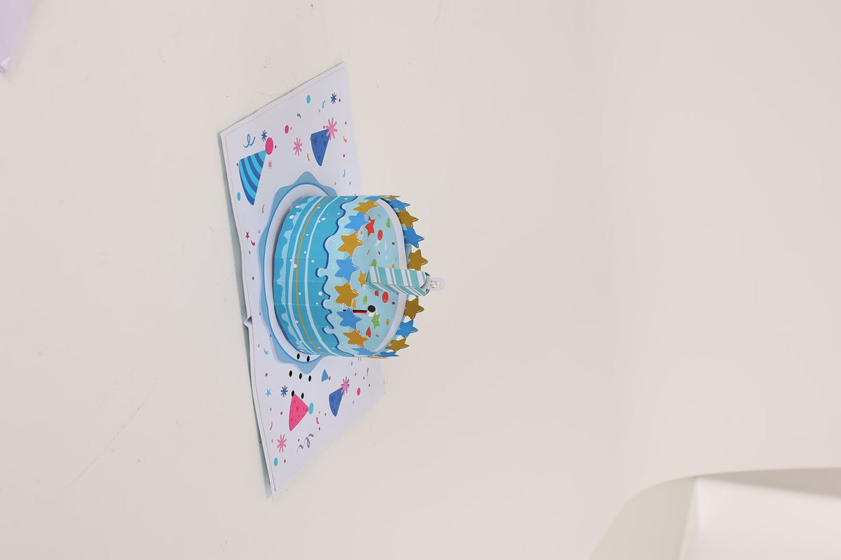 Blue Birthday Cake Music Greeting Card