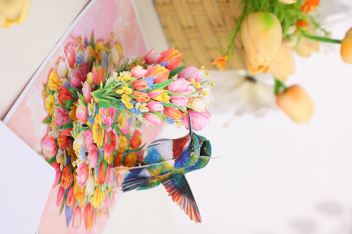 Tulip Hummingbird Greeting Card