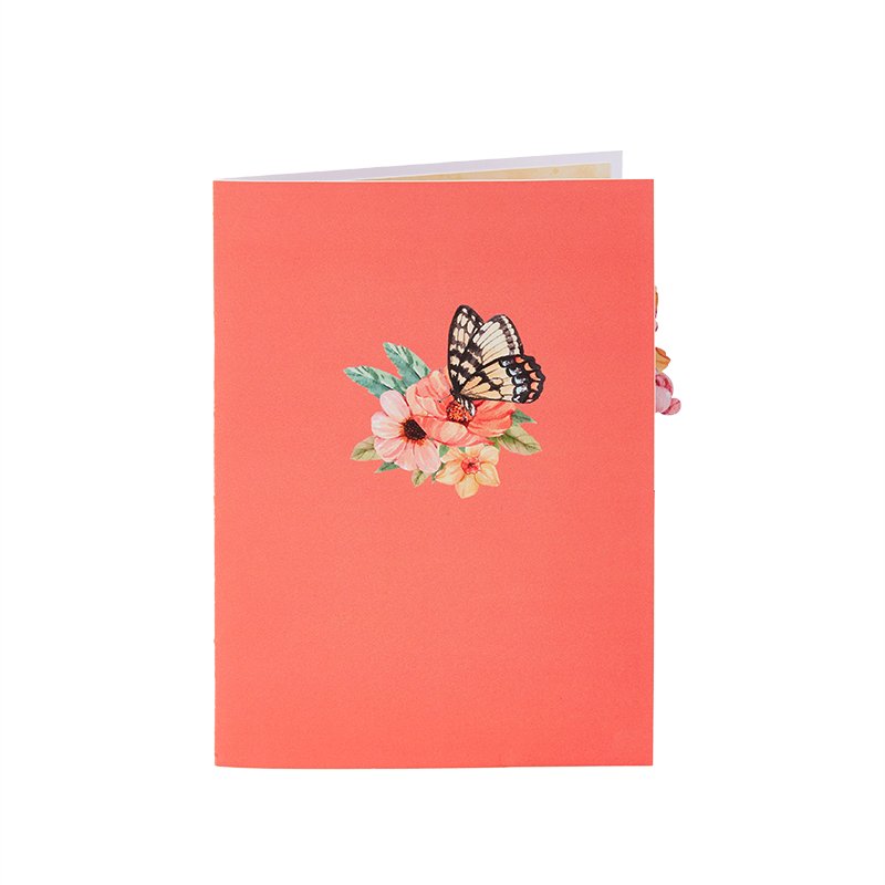 Butterfly Fresh Flowers Floral Wreath 3D Pop Up Card