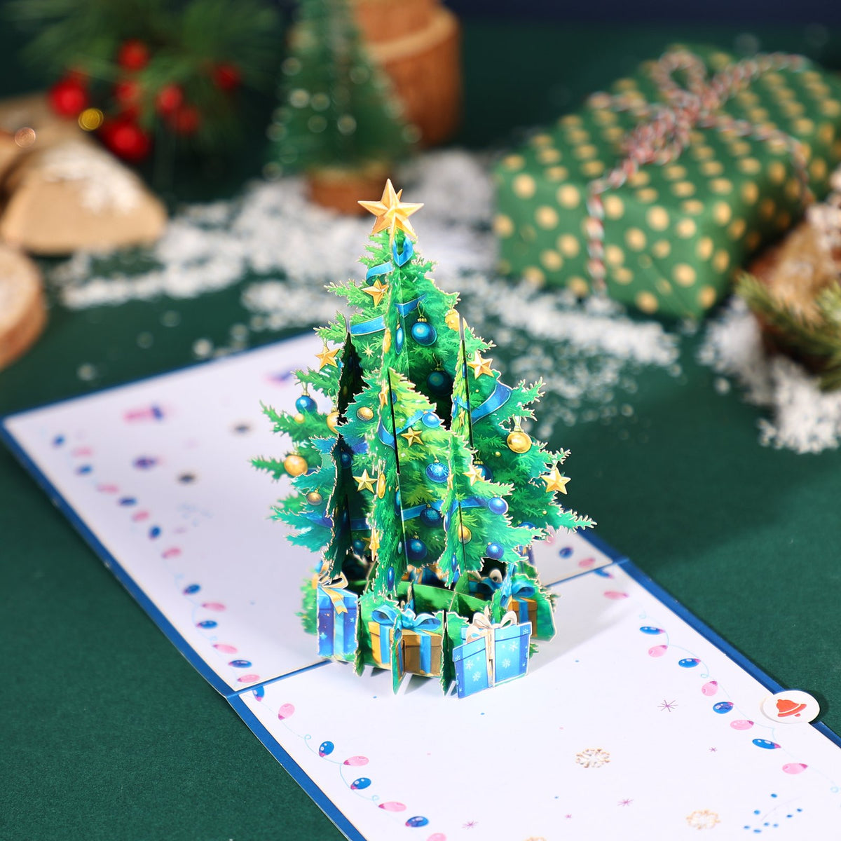 Blue Tone Christmas Tree Greeting Card