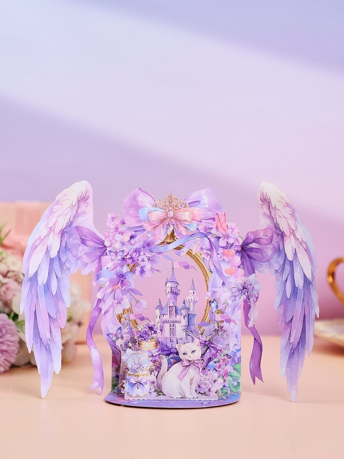 Purple Angel Wings 3D Pop Up Card