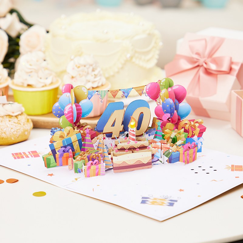 40th Birthday Light Music 3D Pop Up Card