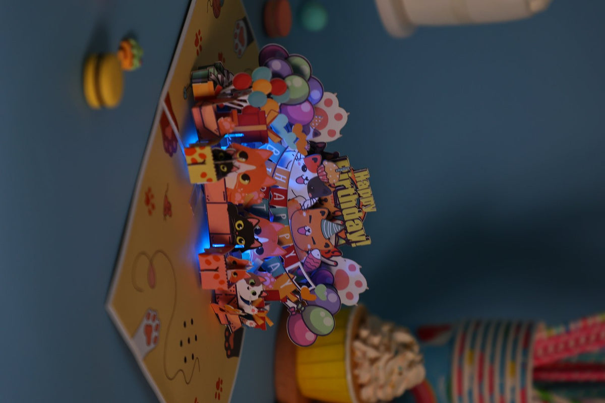 Birthday Cat Music 3D Pop Up Card