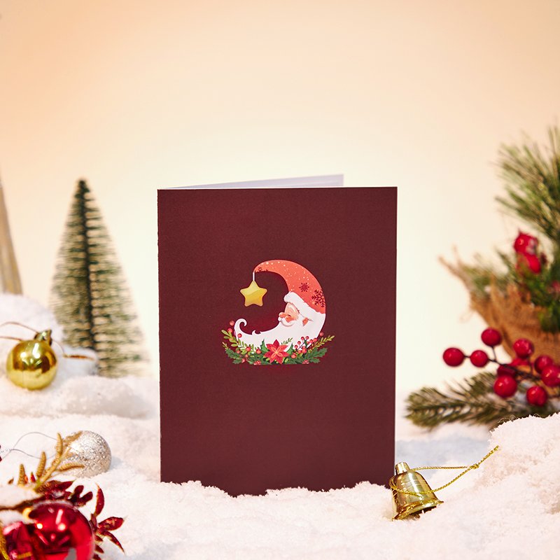 Santa Claus Crescent Moon 3D Pop Up Card