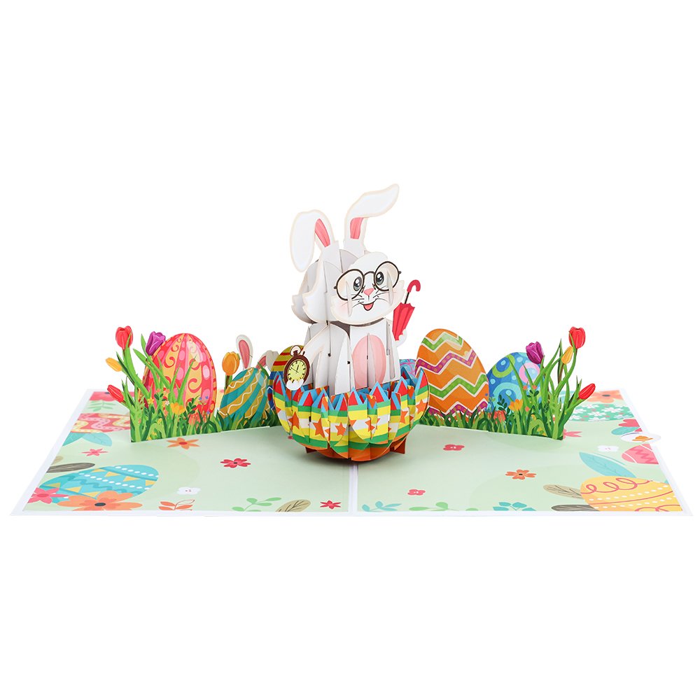 Easter White Rabbit 3D Pop Up Card