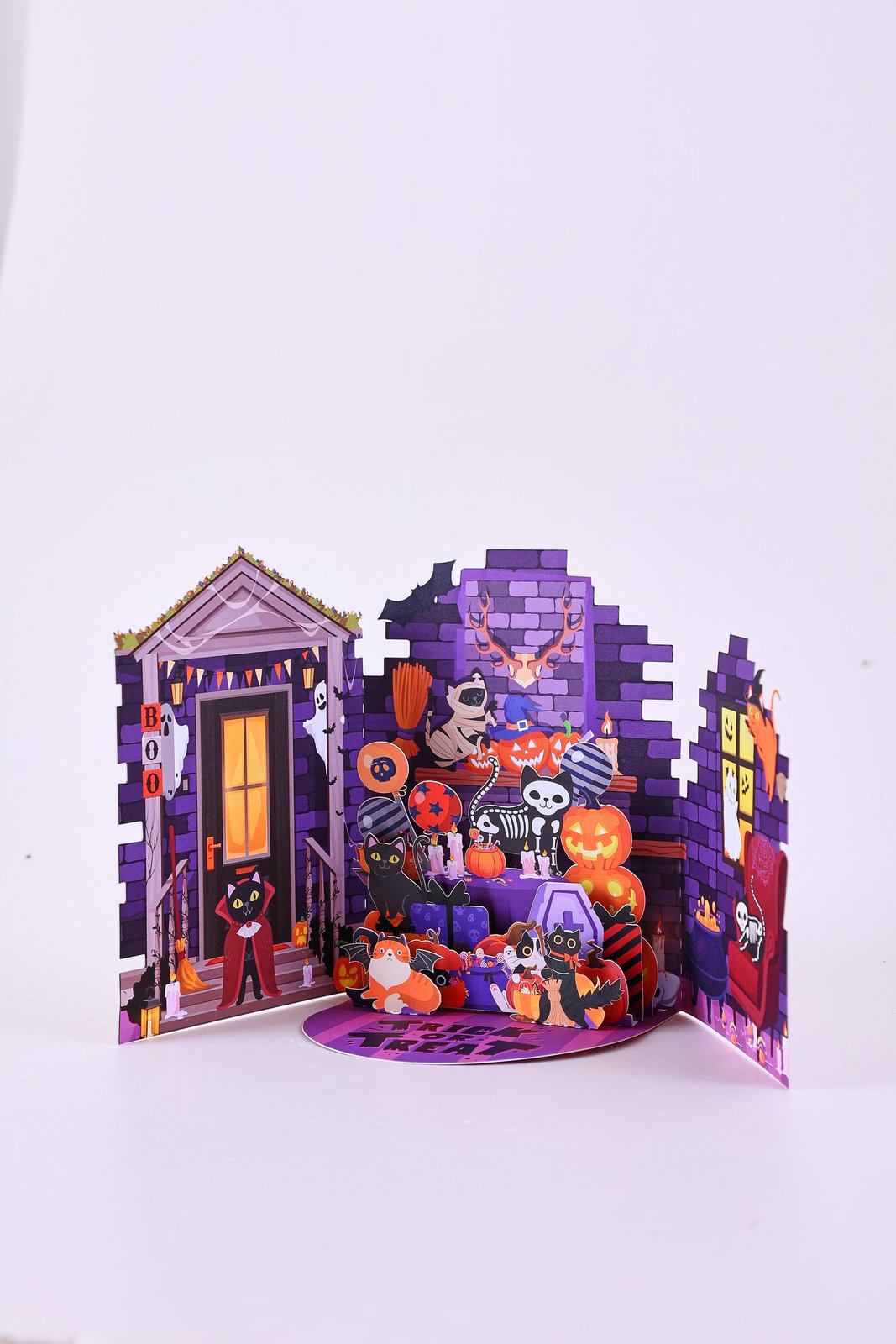 Halloween Cat Double Door Card