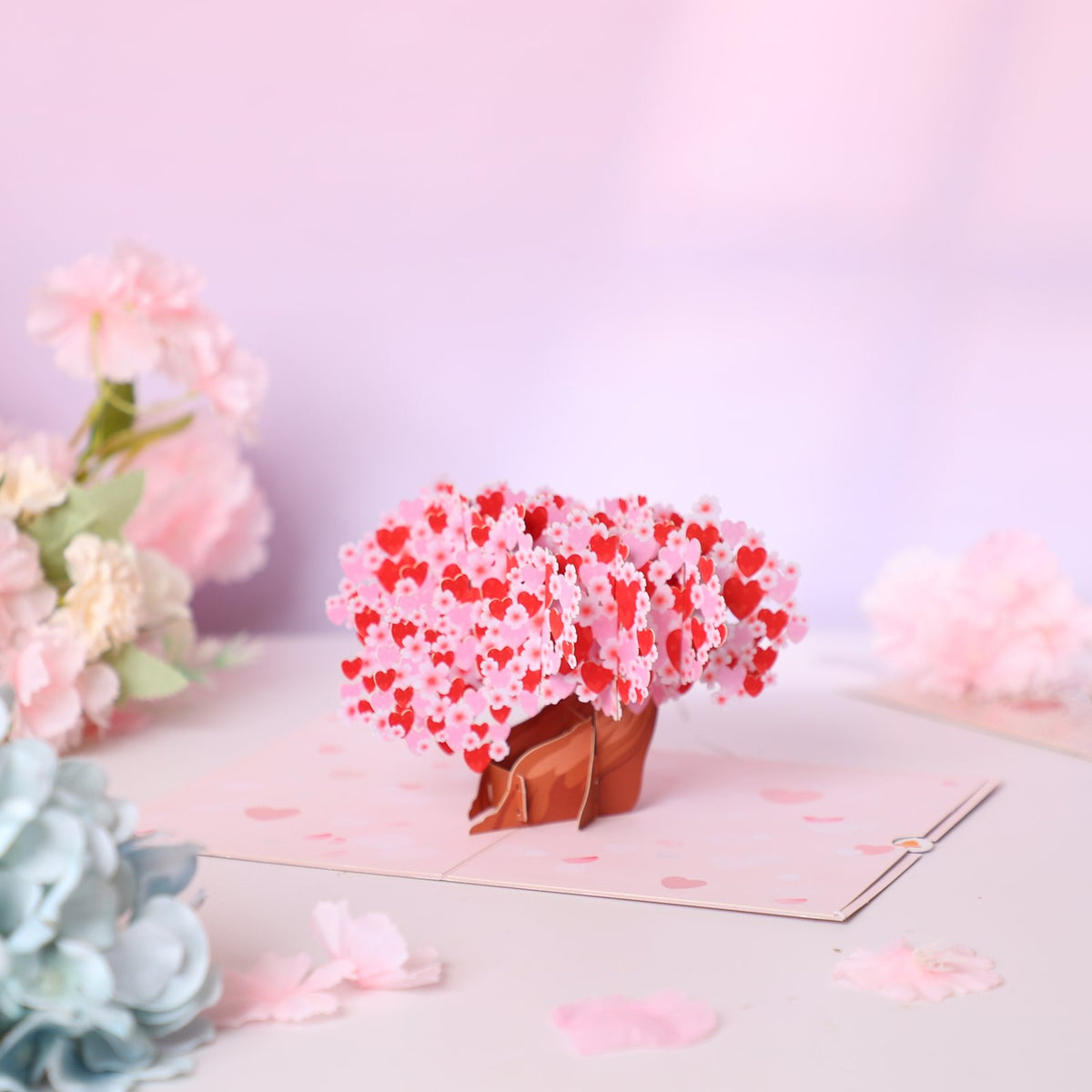 Pink Heart Tree Greeting Card