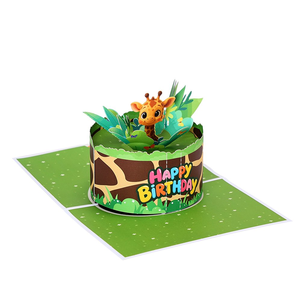 Giraffe Birthday Flip Pop Up Card