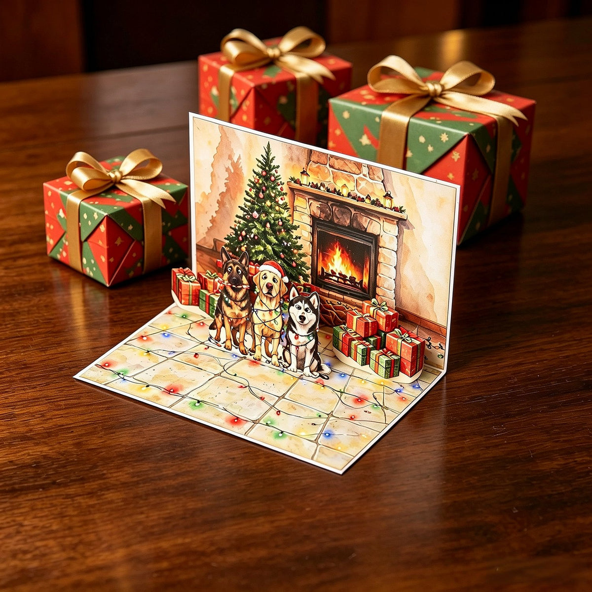 Christmas Dog Colorful Greeting Card