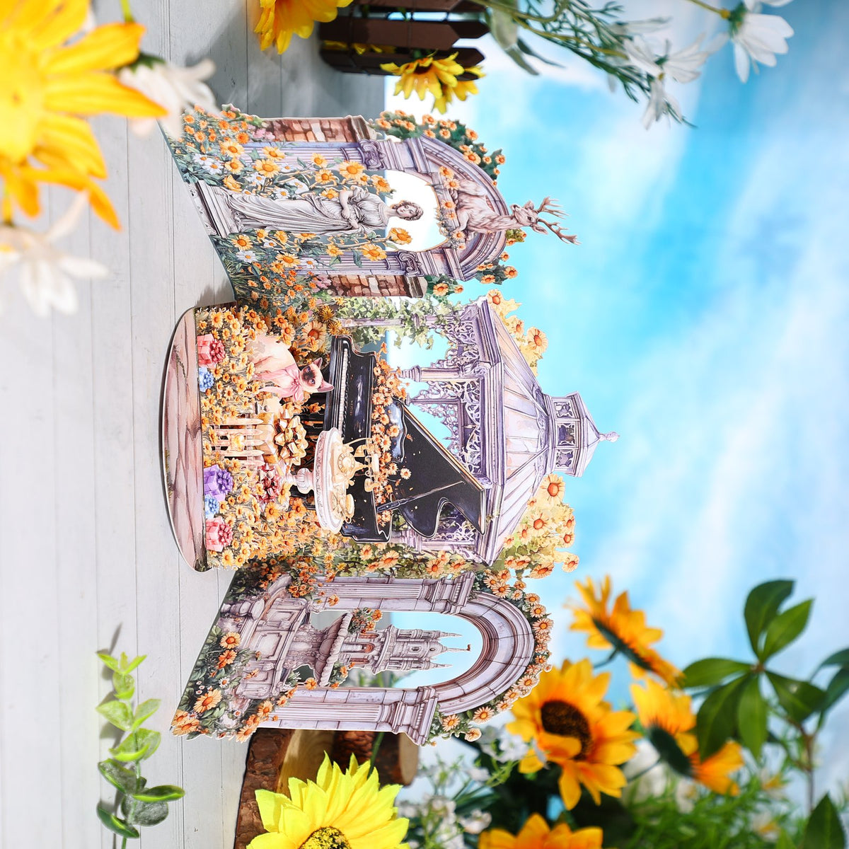 Yellow Daisy Double Door Garden 3D Pop Up Card
