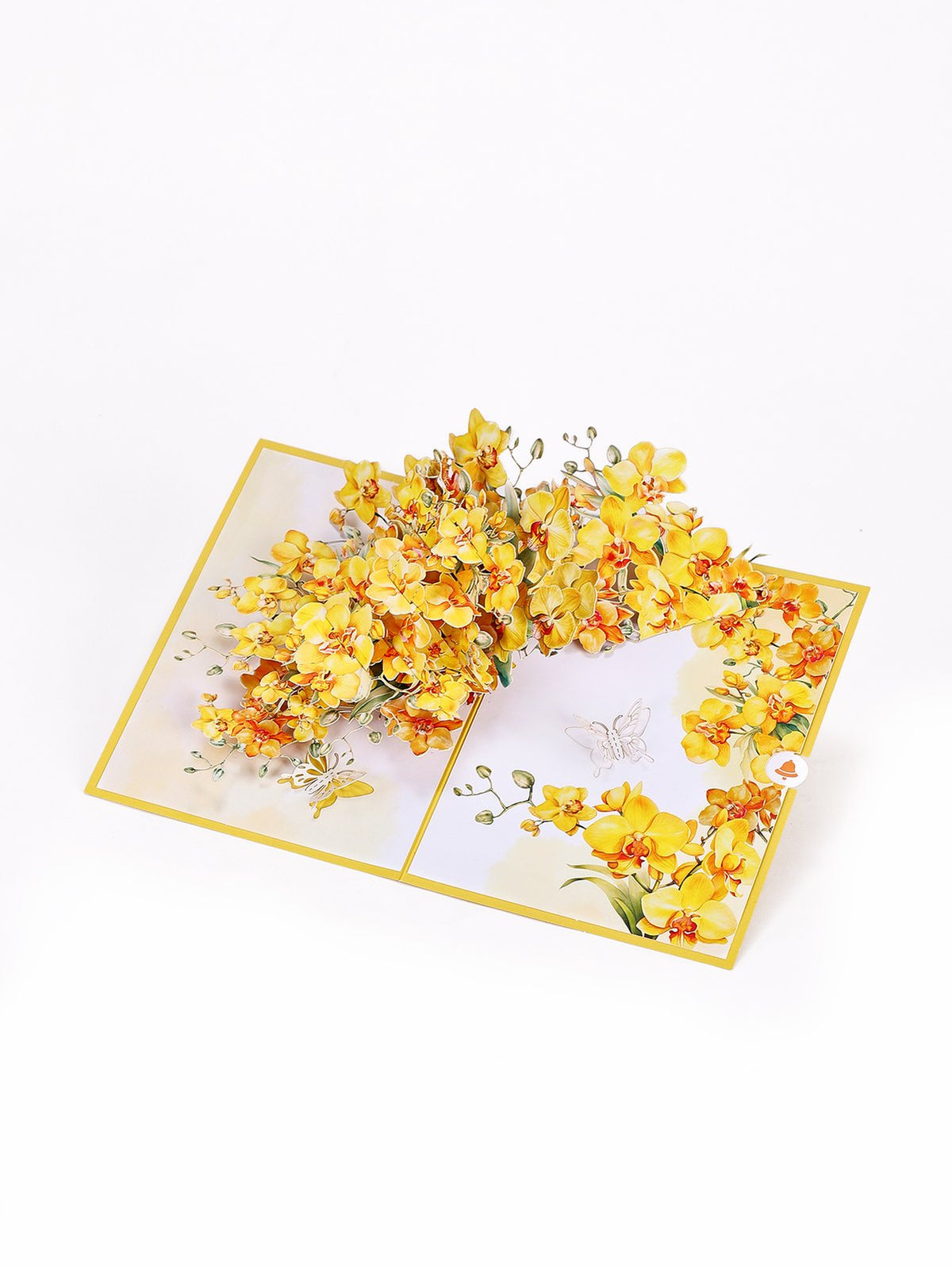 Yellow Orchid Floral Branch 3D Pop Up Card