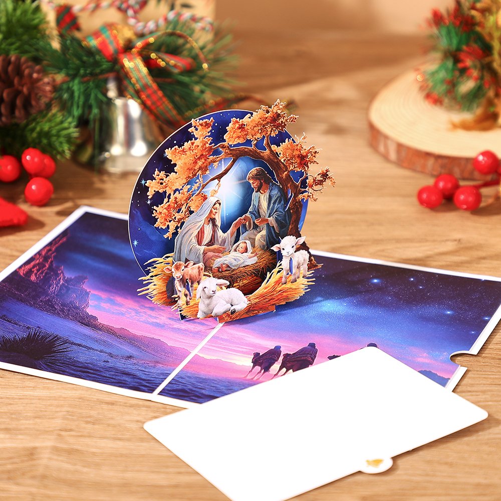 Round Window Scenery Flip Pop Up Card