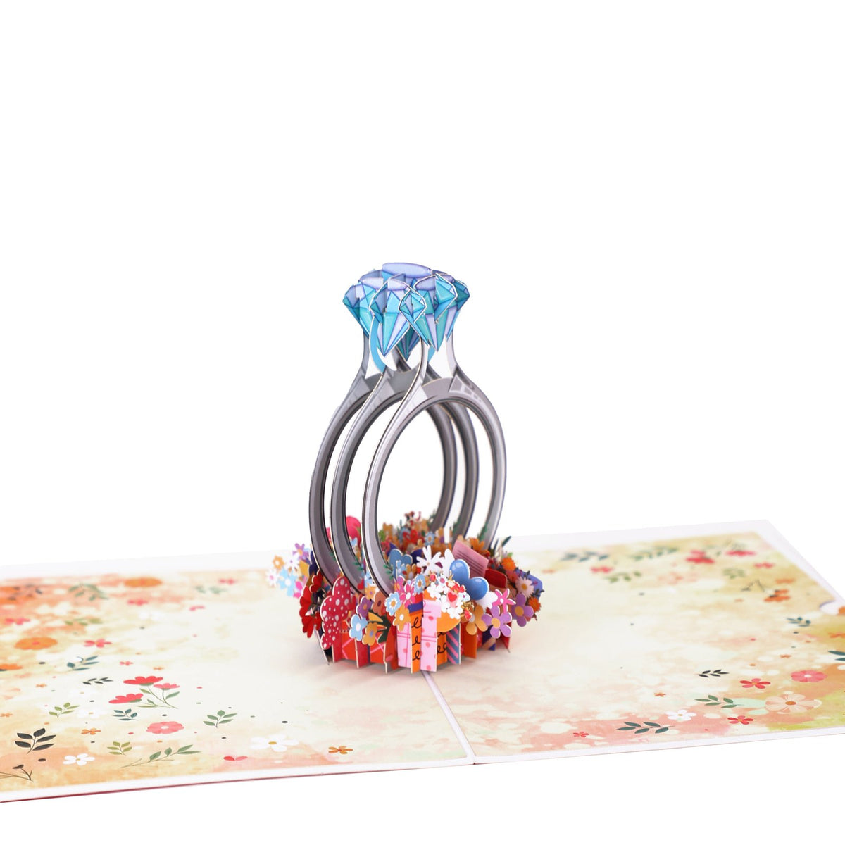 Blue Diamond Ring Proposal 3D Pop Up Card
