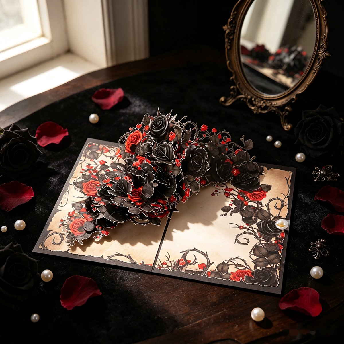 Black Rose Branch Greeting Card