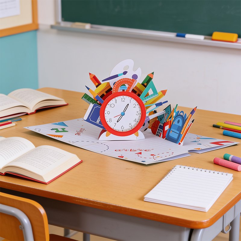 Back To School Clock Greeting Card