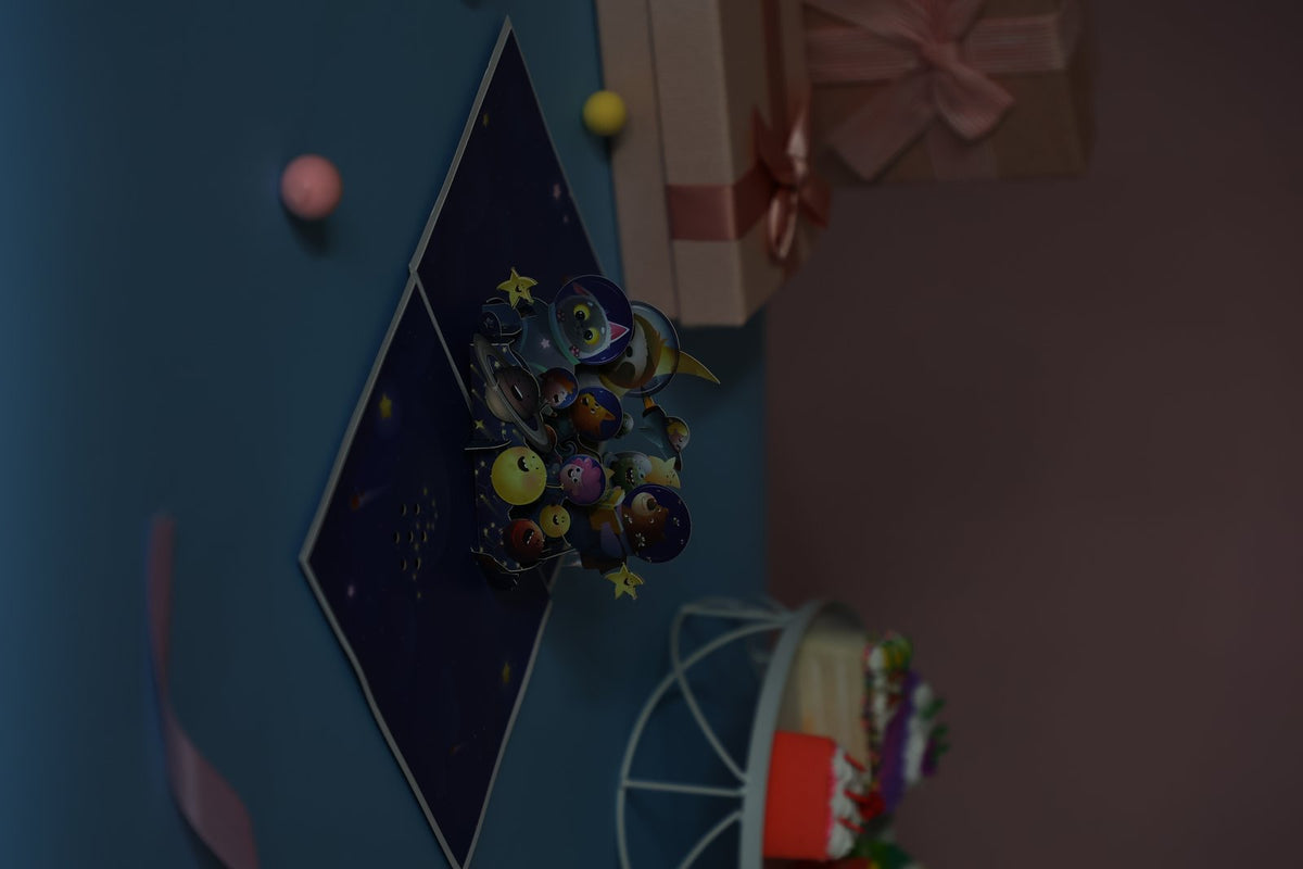 Space Animals Music 3D Pop Up Card