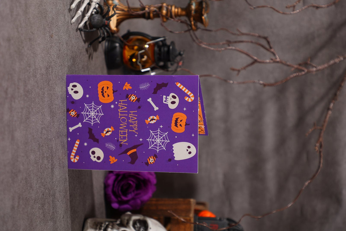Halloween Elements Purple Flip Pop Up Card