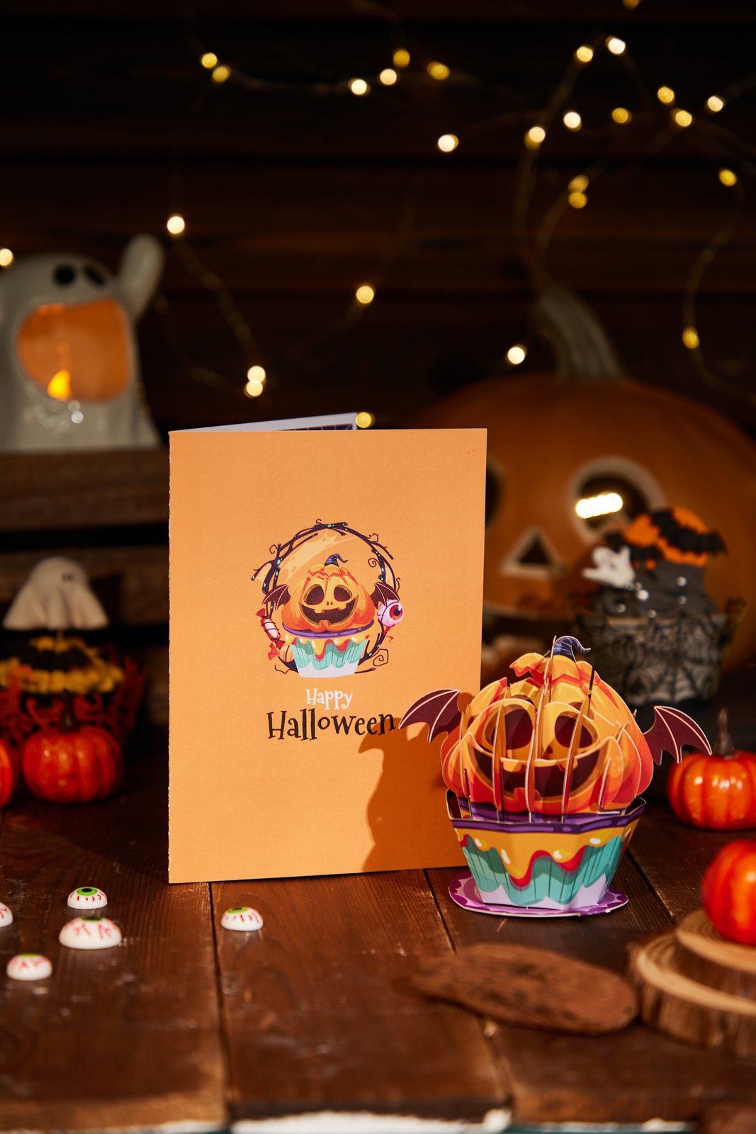 Halloween Pumpkin Cupcake Pop Up Card