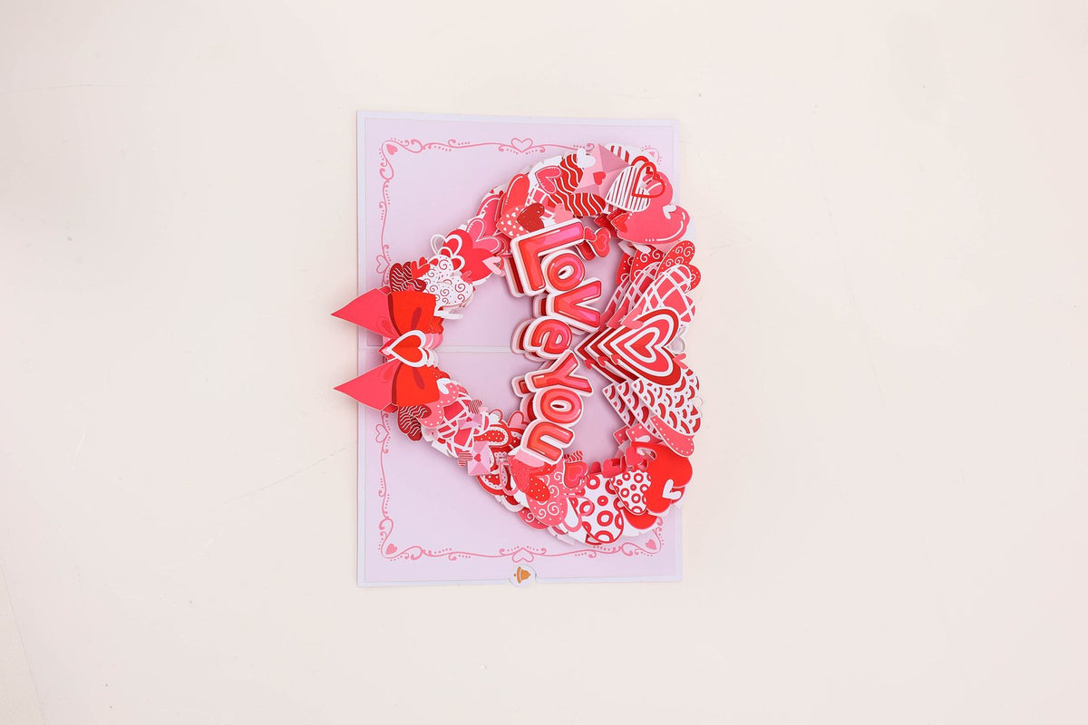 Heart Floral Wreath 3D Pop Up Card
