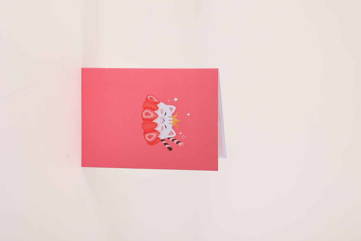 Cat Strawberry Cupcake 3D Pop Up Card
