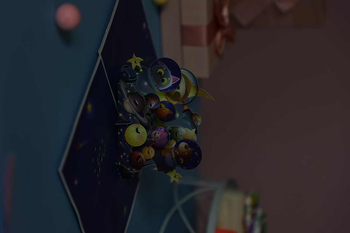 Space Animals Music 3D Pop Up Card