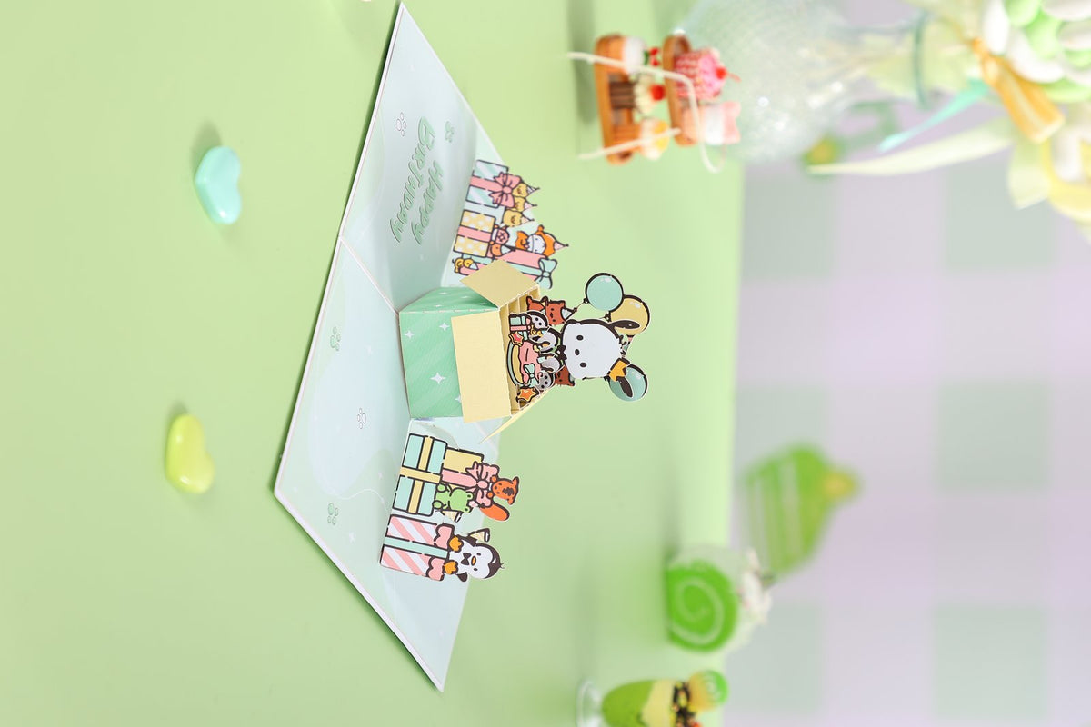 Pochacco Gift Box Birthday 3D Pop Up Card