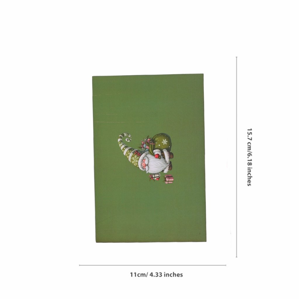 Green Christmas Gnome Greeting Card
