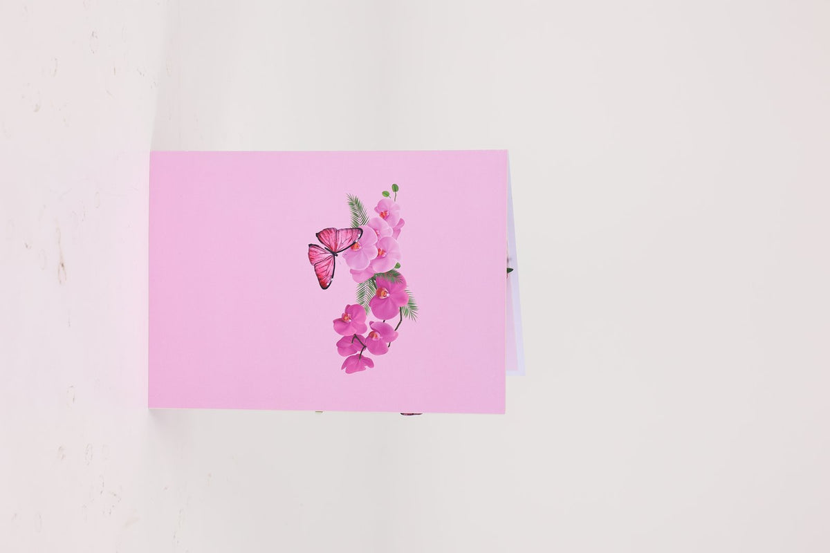 Orchid Butterfly Heart 3D Pop Up Card