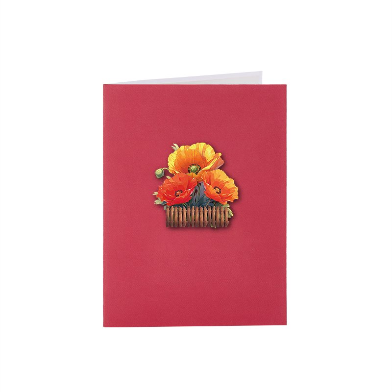 Poppy Flower Basket Greeting Card