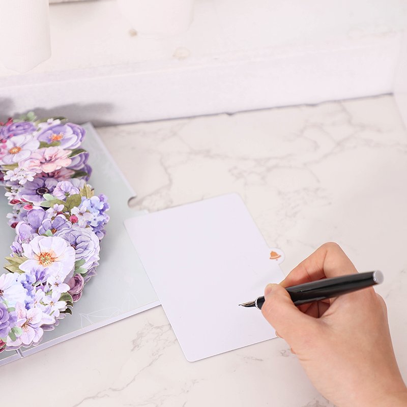 Purple Heart Floral Wreath 3D Pop Up Card