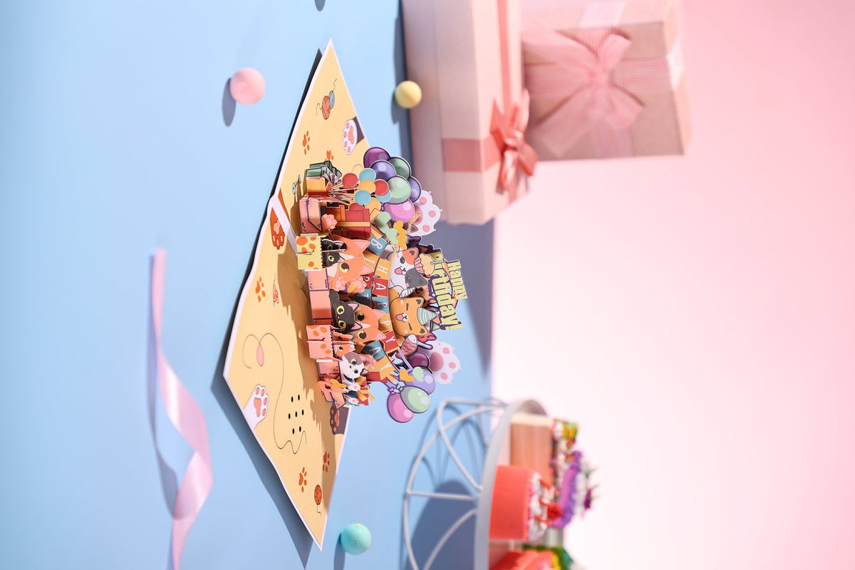 Birthday Cat Music 3D Pop Up Card