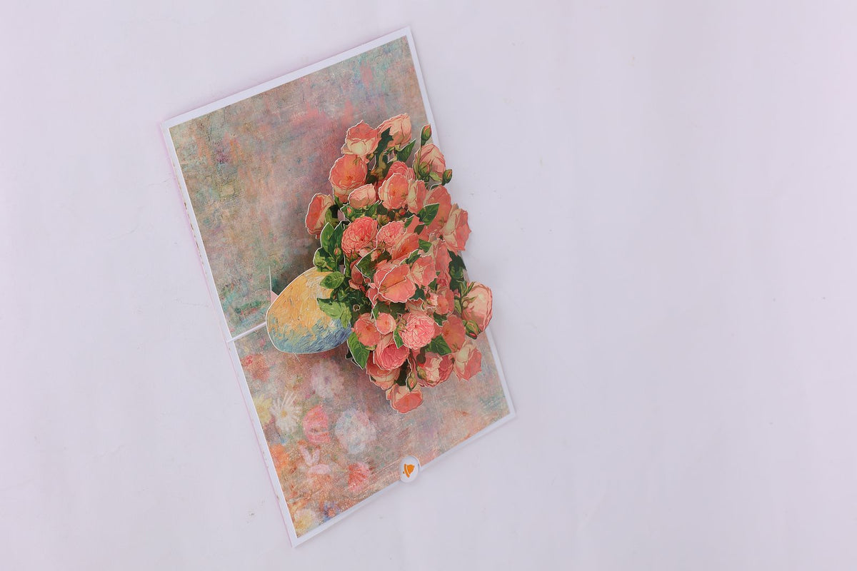 Pink Flower Bouquet Flip Pop Up Card