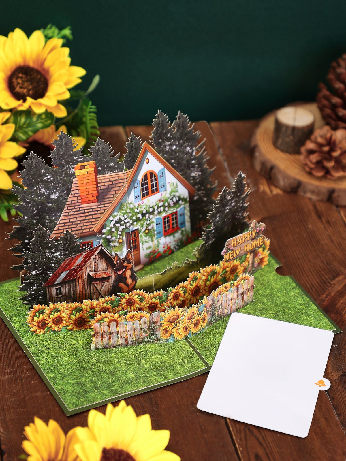 Sunflower Cottage 3D Pop Up Card