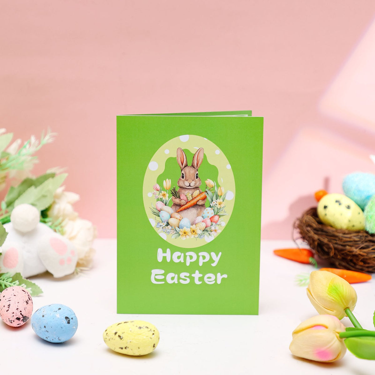 Green Bunny Easter Egg Flip Pop Up Card