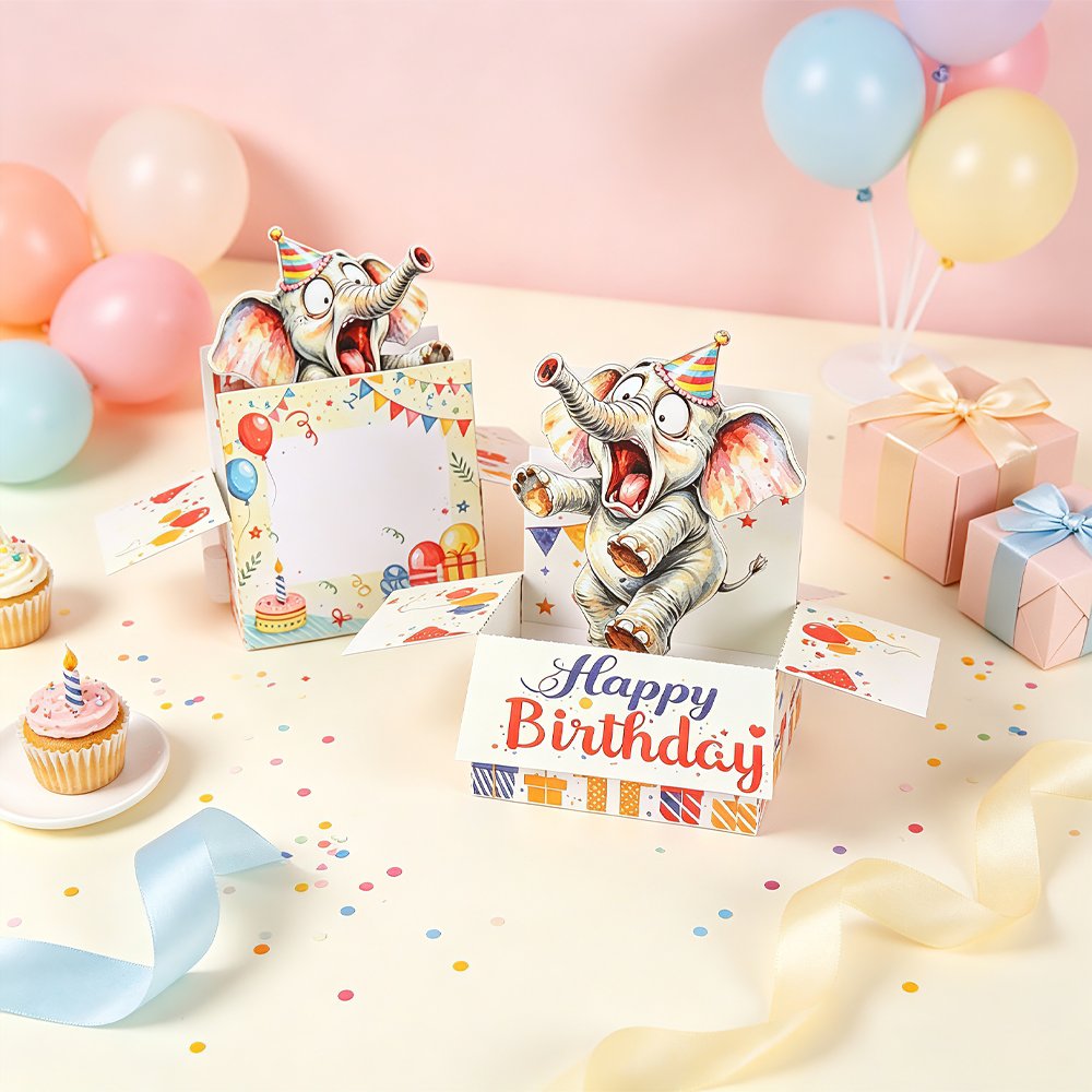 Elephant Birthday Box Card