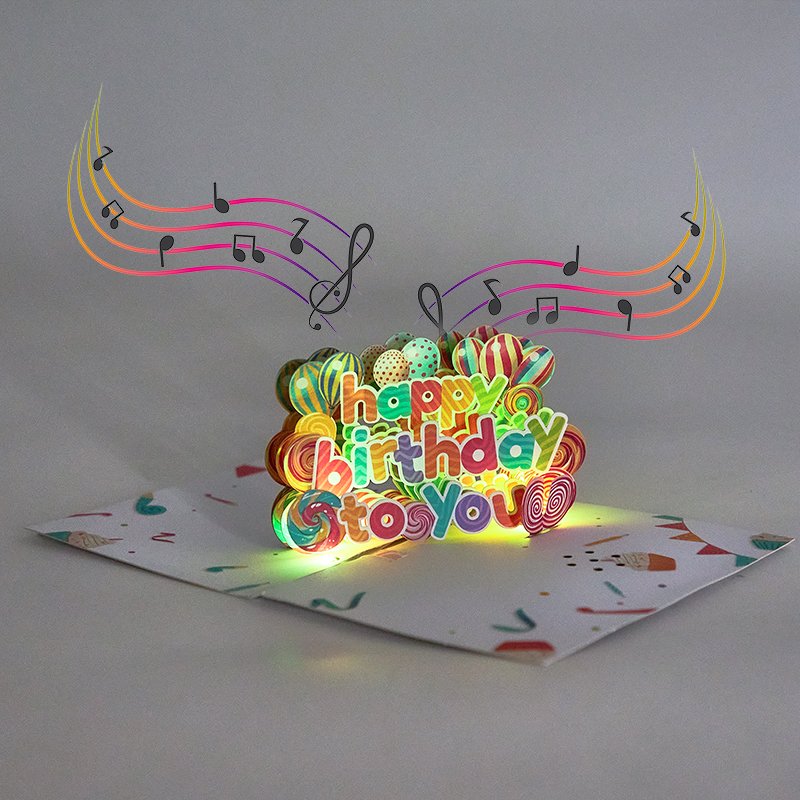 Lollipop Birthday LED Lights & Music Pop Up Card