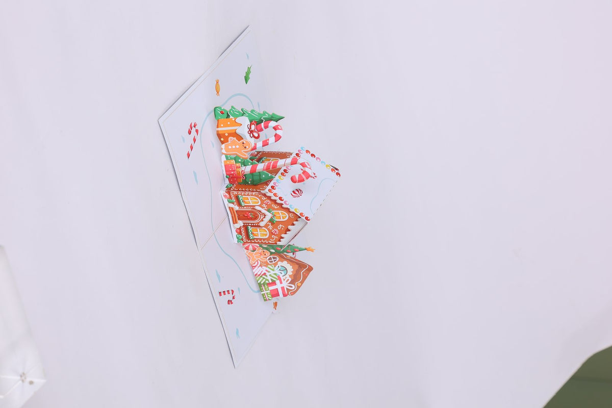Gingerbread House Christmas Flip Pop Up Card