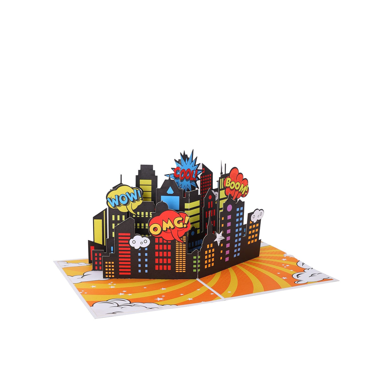 Comic Superhero City Greeting Card