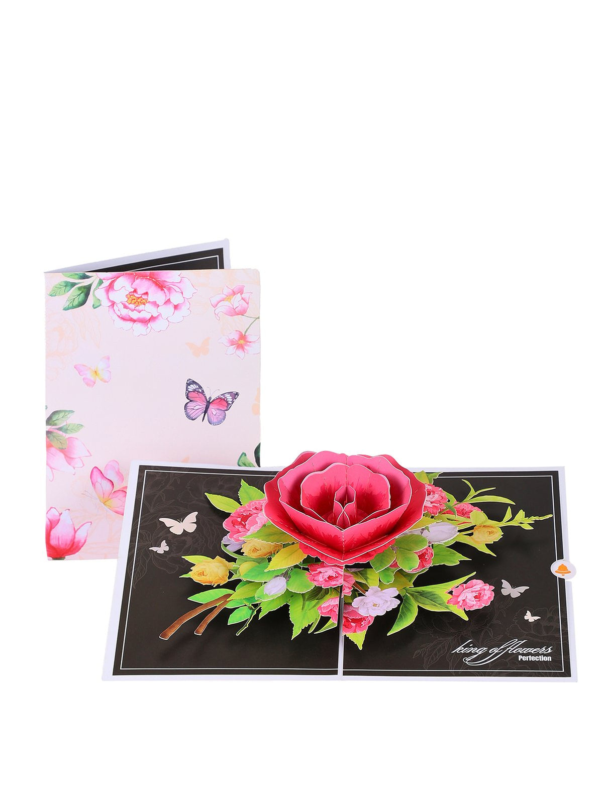 Elegant Peony Flower Floral Branch 3D Pop Up Card