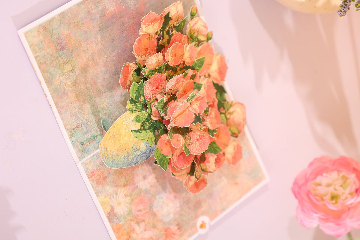 Pink Flower Bouquet Flip Pop Up Card