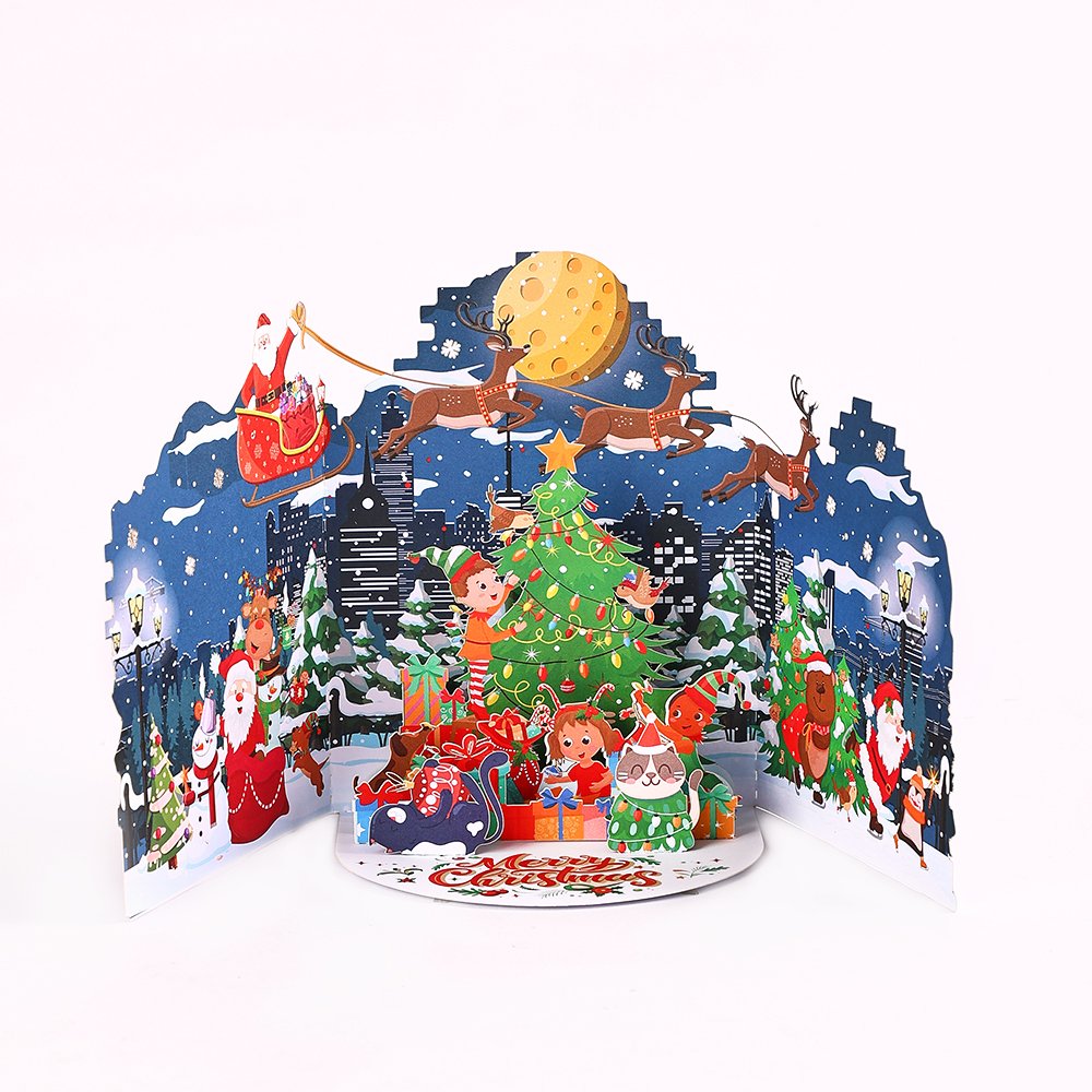 City Christmas Double Door Pop Up Card