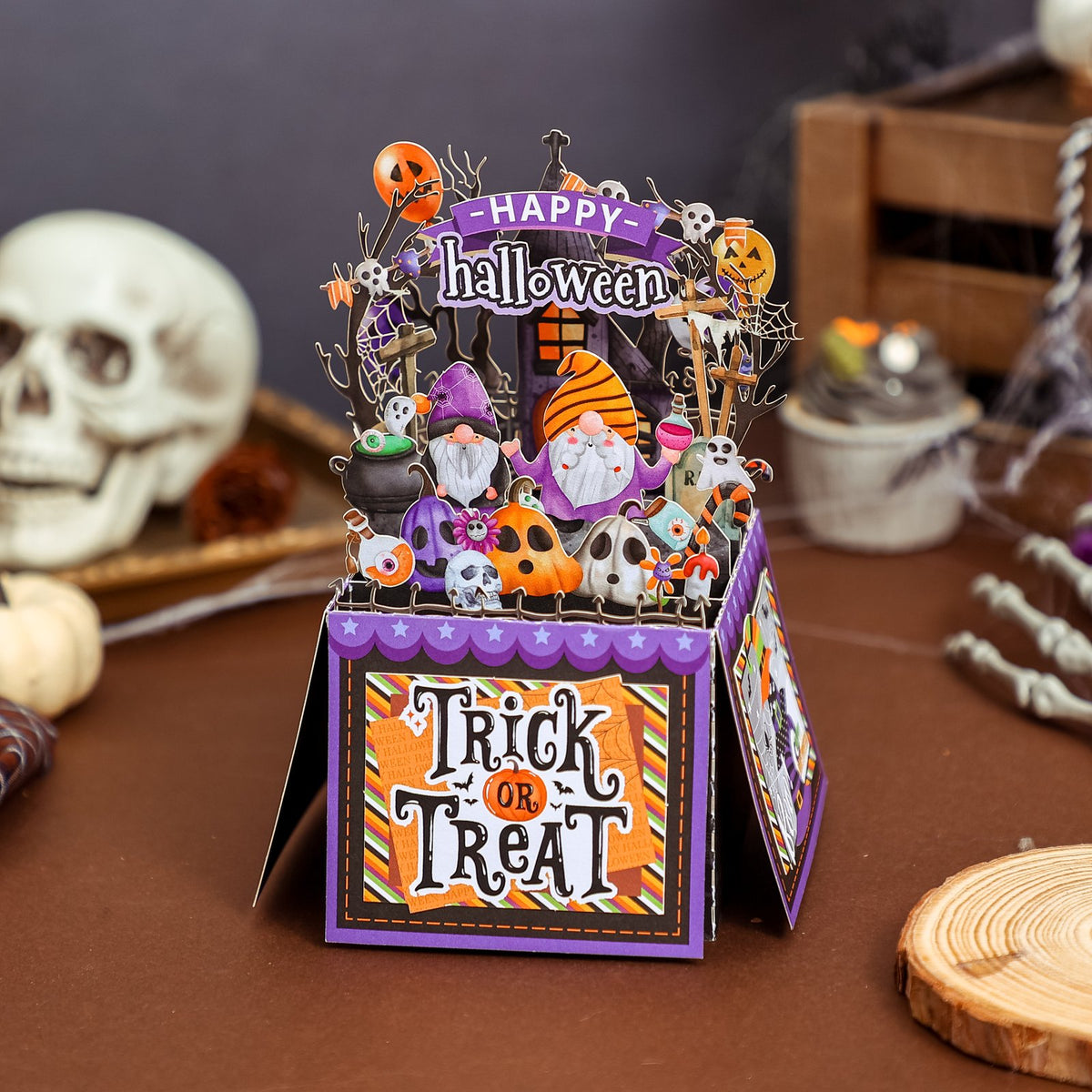 Halloween Gnome Box Purple Card