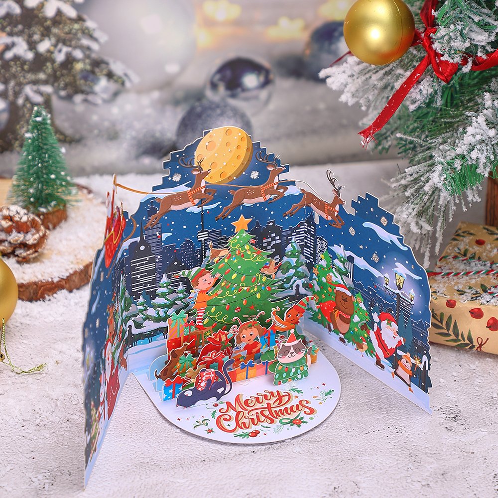 City Christmas Double Door Pop Up Card